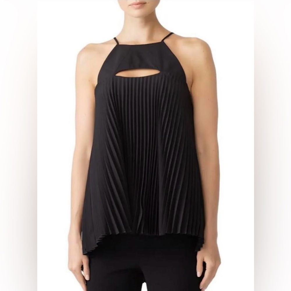 HUNTER BELL Black Pleated Halter Tank Top
